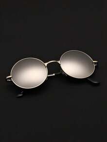 1 Pair Unisex Retro Classic Metal Round Frame Fashion Eyeglasses, Vintage Design For Photography, Guitar Playing, Rock, Street, Beach, Daily Commute, Travel, Made Of Polycarbonate Shatterproof Gradient Lenses For Summer Beach Vacation,Outdoor,Travel - Ombre - View 7