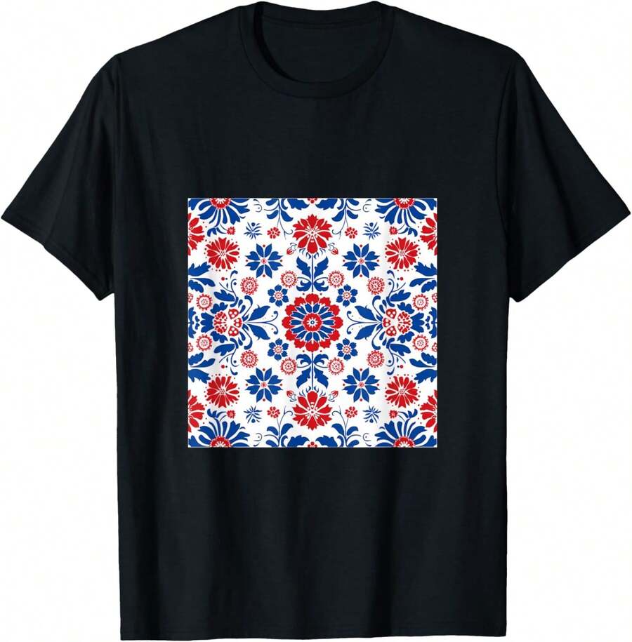 Pattern T-Shirt - Black - View 1