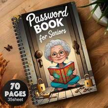 Libreta De Contraseñas Con Espiral De Dibujos Animados: 70 Páginas Con Candado, Cuaderno Con Diseño Artístico Para Personas Mayores, Administrador De Inicio De Sesión Con Contraseñas Para Informática E Internet.