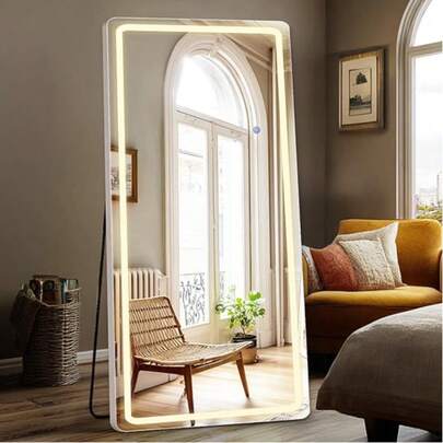  Sweetcrispy LED Full Length Mirror, 26"X 71" Floor Stand Mirror With Dimmable Light, Wall Mounted For Bathroom,Bedroom, Living Room, Entryway