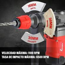 POINTEKX Taladro Rotomartillo Alambrico1980W Martillo Perforador SDSPlus Autoblocante Mandril 2 en 1 Rotomartillo Cincelador Multifuncional Con Broca Percutora y Escobilla de Carbón - como en la foto - Ver 5