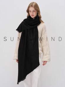 1pc Elegant Solid Color Soft & Skin-Friendly Versatile Scarf - Black - View 9