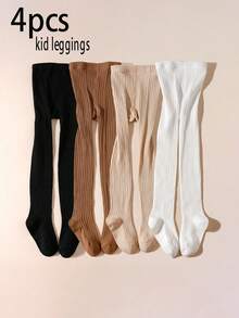 4 paia di leggings a costine versatili e semplici per bambini, stile casual adatto per le ragazze da abbinare a uniformi scolastiche e uso quotidiano, adatti per primavera/autunno/tutto l'anno - Multicolore - Visualizzare 13