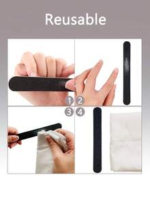 50 件装专业双面指甲锉 100/180 号指甲锉 砂纸板 黑色美甲修脚工具和指甲缓冲锉 - 黑色 - 查看 5