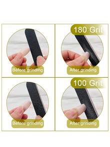 50 件装专业双面指甲锉 100/180 号指甲锉 砂纸板 黑色美甲修脚工具和指甲缓冲锉 - 黑色 - 查看 2