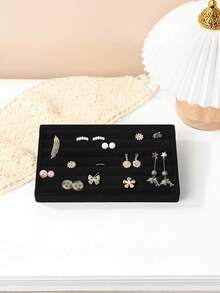 1pc 100-Slot Velvet Sponge Ring Display Box, Jewelry Storage Box, Display Box, Ring Cufflink Jewelry Tray, Necklace Storage Box With Transparent Cover, High Quality 20-Hook Necklace Display Tray With Transparent Glass Cover, Suitable For Women And Girls Jewelry Pendant Storage Box (Black), 20-Hook Necklace Jewelry Box, Jewelry Box Can Hold 100 Rings