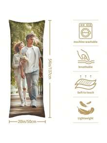 1pc Custom Picture Pillow Cover, Customized Photo Or Text Long Body Pillow Case, Personalized Custom Gifts Any Picture Two-Sides Design Throw Pillow(20"X54") Custom, Unique, Personalized Ideal Gifts For Girlfriend, Ideal Gifts For Friends, Ideal Gifts For Family Him, Her, Boyfriend, Girlfriend, Dad, Family, Mom, Friends For Anniversaries, For Graduation, For Housewarming, For Weddings - Multicolor - View 8