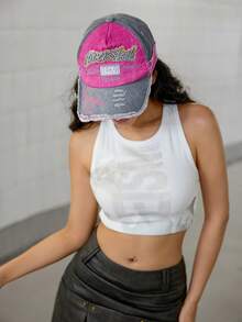 DareSee 1pc Letter Slogan Embroidery Print UV Protection Sports Baseball Cap, Casual Couple Hats, Fashionable For Everyday Commute, All Seasons Halloween Christmas Gifts