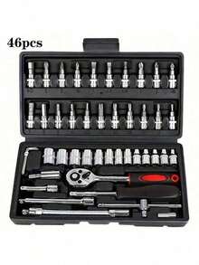46pcs Socket Wrench Set, Ratchet Wrench Set And Extension Bar Swivel Slide Socket, For Automotive Repair And Home Use
