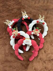 1pc 2026 Reindeer Antler Christmas Headband, New Cartoon Costume Plush Sponge Reindeer Santa Claus Party Headpiece, Hair Band, Hair Hoop