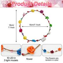 1 件/5 件/10 件多色 LED 发光花冠头带，夜光花卉发环，适合女士、婚礼、节日、圣诞节、新年派对、圣诞节