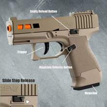 Semi-Automatic Science Education Toy Gun With Automatic Loading And Shell Ejection Functions. Includes A Shooting Body, Two Magazines, 100 Bullets And 12 Shells. Ideal Halloween, Christmas New Year's Day, Birthday Present - Khaki - View 5