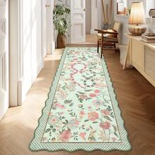 1Pcs Room Decor Modern Washable Scalloped Floral Snake Area Rug For Living Room Indoor Bedroom Foldable Floor Mats, Soft Low Pile Non Shedding Carpets For Offices Non-Slip Runner For Hallway Dorm - Green - View 2