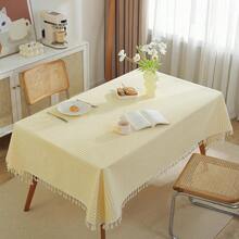 Striped Tablecloth Rectangle Tablecloths Cotton Blend Table Cloth Washable Tabletop Decorative Fabric Table Cover For Kitchen Dinning (Yellow, 55 X 102 Inch) - Yellow102x55Rectangular - View 4