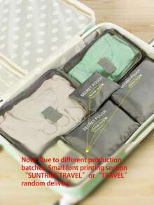 6pcs/1set Travel Storage Bags, Luggage Organizer, Large-Capacity Storage Bag, Cosmetic Bag, Toiletry Bag, Luggage Bag, Multiple Colors Available, Portable, Large Capacity, Waterproof, Dustproof, Foldable Storage Bag, Suitable For Storing Clothes, Shoes