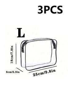 3 قطع/قطعة واحدة حقيبة أدوات تجميل بسيطة عصرية للجنسين، مجموعة حقائب أدوات تجميل وأغراض شخصية من EVA مزودة بسحاب - شفافة، منظم سفر متين للحقيبة المدرسية والسفر والعطلات الشاطئية، حقيبة مستحضرات تجميل شفافة مقاس 1 كوارت، مناسبة للسفر والجنسين، حقيبة منظم تجميل شفافة للحمل، حقيبة مكياج شفافة بلاستيكية للسفر، حقيبة يد صغيرة شفافة مقاومة للماء