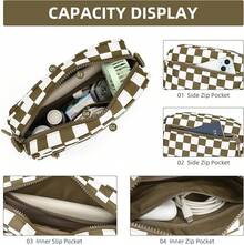 Checkered Crossbody Bag For Women Small Cute Purses  Shoulder Handbags Wide Strap - Caramel Check - View 8