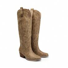 Botas Vaqueras para Mujer hasta Las Rodilla, Cowboy Boots para Dama con Tacón - gris parduzco - Ver 4