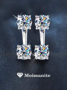 2 piezas Conjunto de joyas de plata de ley 925 con minimalista y elegante diseño, con 2 quilates de moissanita, adecuado para uso diario, fiestas, trabajo, San Valentín, Día de la Madre, boda, aniversario, cumpleaños, regalo nupcial para mujeres