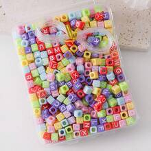 100pcs/300pcs/500pcs/700pcs Loose White Square Acrylic Letter Beads, 6x6mm, With Black Letters A-Z, For Jewelry Making And DIY Bracelets, Necklaces, Keychains