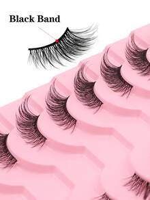 7-10-14-20 pares de pestañas naturales para gatos, pestañas set de pestañas, pestañas postizas, pestañas cómicas, pestañas transparentes y esponjosas, pestañas postizas, pestañas falsas, pestañas esponjosas, grupos de pestañas postizas, pestañas de visón, kits de pestañas kit de extensiones, pestañas esponjosas, pestañas puntiagudas - Negro - Ver 4