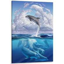 1PCS With Frame Animal Dolphin Poster Aquarium Wall Art, Blue Wall Art, Dolphin Photo Wall Art Painting, Canvas Wall Decor, Home Decor Living Room Decoration Aesthetic Print, Gift, Suitable For Bedroom, Dining Room, Kitchen, Classroom, Bathroom, Study, Office, Apartment, Dormitory, Kitchen, Cafe, Hotel, Bar, Studio, Dressing Room, Corridor, Gallery Room Aesthetic Wall Background Decoration - 彩色 - 查看 10