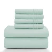 LUX DECOR 6-Piece Embroidered Bed Sheet Set – Brushed Microfiber, Deep Pocket, Lightweight & Breathable – Graduation Gifts, Home Decor, Sleep Protection For Dorms, Student Beds, Back‑To‑School Gift, Soft Bed Linens, Comfortable Sleep, Luxury Bed Set, Valentine's Day Bedroom, Spring Bedding Refresh, Guest Room Essentials, Dorm Room Bedding, Premium Bed Linens, Easy Care Sheets, Hypoallergenic Fabric, Year-Round Comfort, Master Bedroom Update, Matching Bedding Set, Hotel Quality Linens - 溫泉藍 - 查看 11
