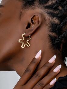 1 par de pendientes de aro de moda casual con forma de arco geométrico versátil - Amarillo Oro - Ver 1