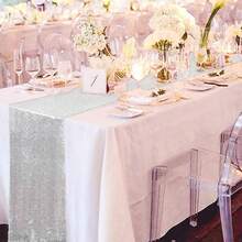 1/5pcs 12 X 108 Inch Silver Glitter Table Runner, Suitable For Wedding, Birthday Party, Holiday, Bridal Shower, Christmas, Daily Use, Outdoor - Multicolor - View 3