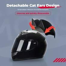 Cascos de motocicleta Cascos de motocicleta para mujeres Artículos de protección Suministros para motocicletas Casco de orejas de gato, casco, casco de moto, casco para mujer, regalo, para el hogar - Blanco - Ver 7