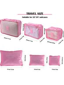 6pcs/1set Travel Storage Bags, Luggage Organizer, Large-Capacity Storage Bag, Cosmetic Bag, Toiletry Bag, Luggage Bag, Multiple Colors Available, Portable, Large Capacity, Waterproof, Dustproof, Foldable Storage Bag, Suitable For Storing Clothes, Shoes
