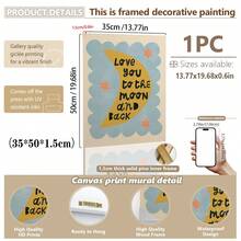 1/3 buc, Tablou de perete pe pânză, Decor de perete înrămat, Decor pentru camera copiilor, Te iubesc până la lună și înapoi, Decor de perete roz, verde, albastru, Cadou pentru bebeluși, Decor pentru creșă, Decor pentru preșcolari, Cadou de ziua de naștere, Decor de sărbători pentru copii
