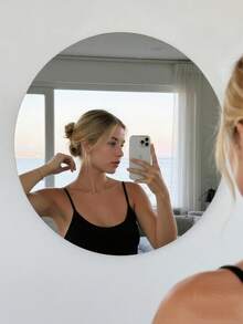 Round Acrylic Mirror Wall Sticker – Large Self-Adhesive Non-Glass Mirror, High-Transparency Decorative Mirror Plate For Bathroom, Bedroom, Door, Dresser & Home Wall Decoration