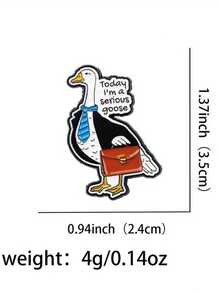 Fashionable Parrot Brooch With Faux Pearl And Rhinestone - Luxury Animal Badge For Women, Suitable For Daily Outfit Or Party Wear Funny Goose Brooch - "Today I'm A Serious Goose" With Briefcase And Tie - Zinc Alloy Quirky Office Goose Accessory - Humorous Desktop Decor, Birthday Or Promotion Gift For Goose Lovers Novelty Goose Pin Suitable For Jackets, Backpacks, Hats - Unique Goose Costume Party Decoration - Green - View 7
