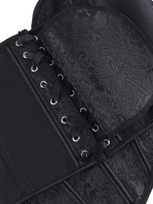 Top corset sin tirantes, top corto con corsé y lazo en la espalda, cinturilla moldeadora, top tubo adelgazante, adecuado para Halloween - Negro - Ver 7