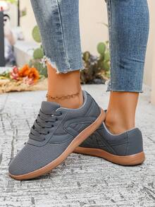 1 Par - Tênis Esportivos Largos para Mulheres - Tênis Esportivos de Largura Larga para Mulheres, Design Cinza, Adequado para Atividades ao Ar Livre, Caminhada e Tênis - Lavável em Máquina, Estilo Atlético