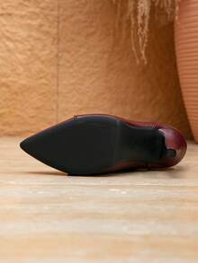 女士踝靴，女士时尚尖头高跟鞋，及膝细高跟靴，秋冬侧拉链系带靴，舒适高跟礼服鞋，优雅性感高跟鞋，适合派对、婚礼、外出、情人节等场合，长靴，踝靴，优雅 - 酒紅色 - 查看 3