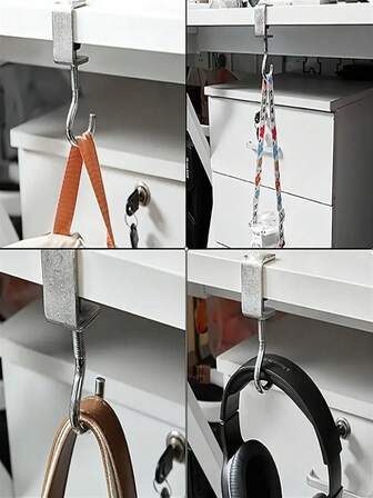 1/5/10个装旋转U型金属桌面挂钩，可拆卸，易于安装，现代风格，适用于办公桌、学校宿舍和家庭收纳，壁挂式，承重2磅，金属桌面配件，户外家具及配件，咖啡桌，桌子，折叠桌，餐桌，书架，野餐篮，桌子及配件，实用挂钩。