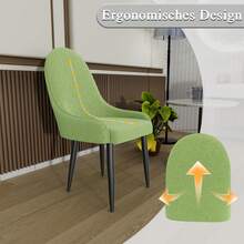 Dining Chairs Set Of 2, Modern Upholstered Fabric Kitchen Chairs, Dining Table Chairs With High Back And Metal Legs - 綠色 - 查看 6