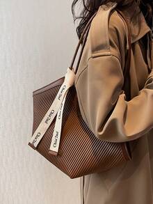 Heart Shaped Tote Bag For Women, Large Capacity PU Leather Top Handle Shoulder Bag - Elegant Retro Work Bag, Perfect Commuter & Mom Bag For Travel, Fits Laptop, Umbrella, Water Bottle, In White, Black, Brown,Shoulder Bag Pu Simple Bag For Work, Fashionable Business Casual Bag For Women, Perfect For Office, Business And Work[US Local Warehouse]Travel Essentials,School Supplies. - 黑與白 - 查看 10