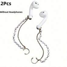Simple Double-Layer Chain Earphone Anti-Lost Chain Ear Clip, Versatile Non-Pierced Earphone Anti-Drop Earrings, Both Fashionable Jewelry And Innovative Anti-Lost Chain Earphones, Suitable For Airpods, Fashionable And Cute Earrings, Designed For Women, Perfect Accessories For Wireless Headphones. - trắng - Xem 3