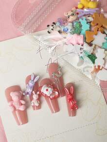 100PCS Hybrid Mini Pendant - Cute Bear, Cat Rabbit And Various Cartoon Characters Suitable For DIY Crafts, Slime Decoration, Scrapbooking, Hairpin, Mobile Phone Case Decoration, Manicure