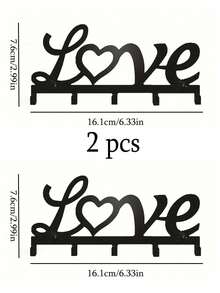 CIF BUY 1 Piece "LOVE" Letter Wall-Mounted Storage Rack, Floating Wall Keychain, Metal Wall-Mounted Storage Rack, Stick-On/Punch-Mounted Storage Rack,Suitable For Modern Home Decor, Home Decoration, Room Decor, Bedroom Decor, Bathroom Decor, Waterproof, Rust Proof And Durable,Wall Decor,Birthday Gift - Black - View 6