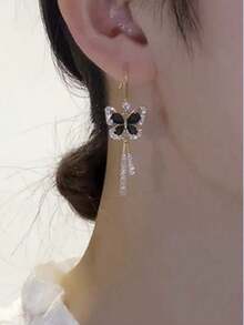 Butterfly Earrings For Women, 2023 New  Fashion Jewelry, High-End Light Luxury Micro-Set Design, Elegant Versatile Statement Earrings For Daily Wear, Party, Wedding Or Anniversary, Chic Unique Gift For Girls & Women - Vàng - Xem 5