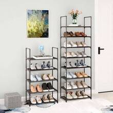 Small Stackable Shoe Rack, Narrow Shoe Stand, Metal Shoe Storage Shelf 6 - 8 Pairs Of Shoes Entryway And Closet Hallway3 - Tier, Black