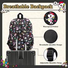 Official Tokidoki Unicorno Backpack With Keychain For Women Men, Cartoon Large Capacity Travel Laptop Book Bag Casual Daypack Shoulder Bag - màu đen - Xem 6