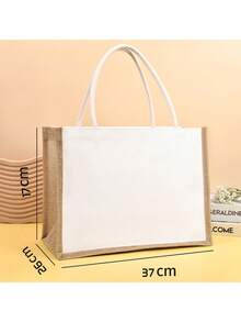 6/12 pezzi Borse a tracolla in iuta con manici - Borse della spesa riutilizzabili in iuta, tela bianca per progetti fai-da-te, regali di matrimonio, damigelle e shopping in spiaggia, 37*17*26cm/32*13*20cm, perfette per artigianato e organizzazione, forniture per confezioni regalo | Borsa a tracolla in iuta naturale | Materiale in iuta durevole, piccola borsa regalo - Bianco - Visualizzare 14