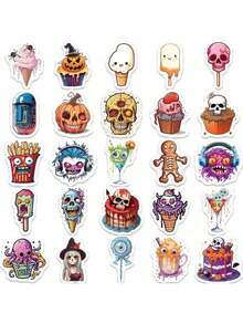50PCS Halloween Horror Food Stickers Graffiti Creative Stickers DIY Laptop Refrigerator Luggage Phone Case Water Cup Decoration Stickers Toy Wall Decor Room Decor Wall Stickers Wall Sticker Home Decor
