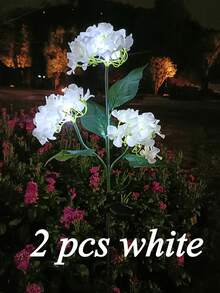 4/2/1pcs Solar Hydrangea Flower Light With 3-Head, Outdoor Courtyard Decoration, LED Simulation Flower Light, For Outdoor Yard Garden Lawn Patio Courtyard Fences Driveway Pathway Decoration, Valentine's Day Gift, Gifts For Mother Or Lovers(Pink, White, Blue, Purple) - 3頭繡球花 - 查看 13