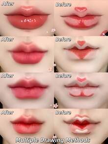 OEIEZ 双头唇刷，可伸缩唇刷，用于口红唇彩的化妆刷，用于日常旅行化妆，荧光笔和遮瑕刷唇部化妆刷